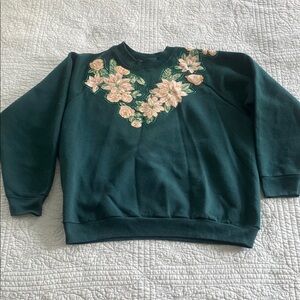Vintage Green Sweatshirt with Homemade Embellishment